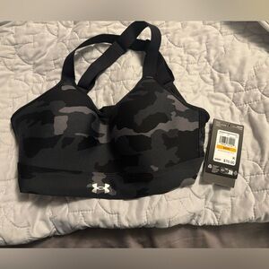 Under Armour Black and Gray Camo Sports Bra